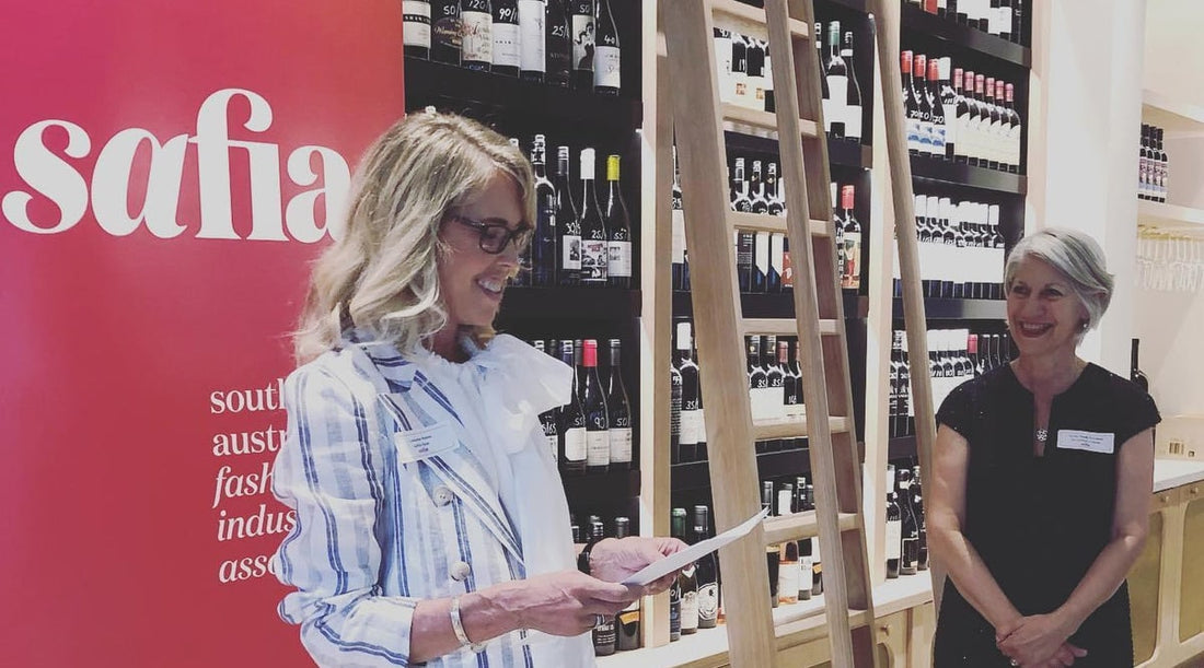 Catherine Hunter as Chair, launches the South Australian Fashion Industry Association (SAFIA) with Adelaide the Honourable Lord Mayor, Sandy Verschoor. Nov 2022