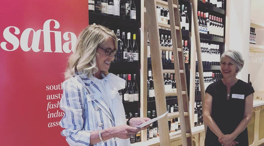 Catherine Hunter as Chair, launches the South Australian Fashion Industry Association (SAFIA) with Adelaide the Honourable Lord Mayor, Sandy Verschoor. Nov 2022