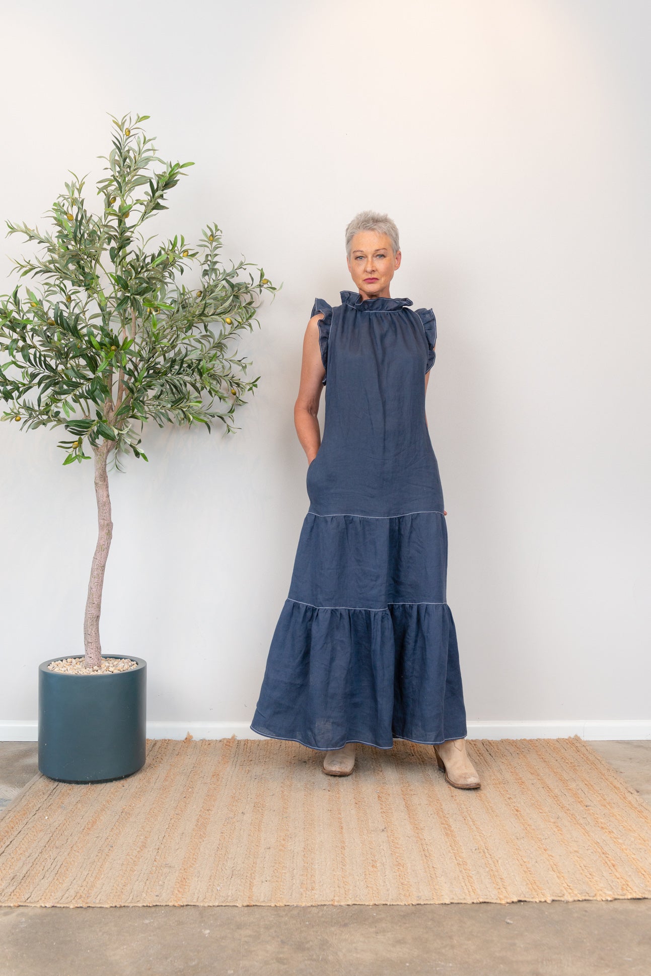 AMALFI Ruffle Neck Dress