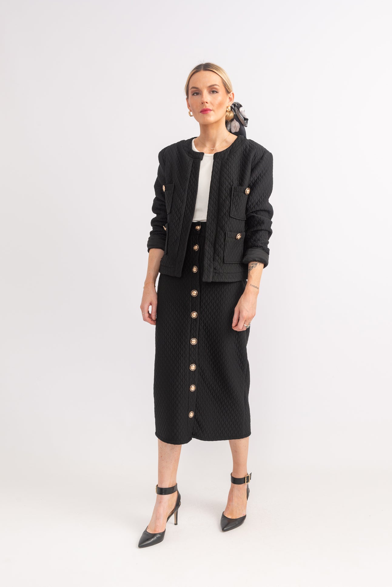 PARIS Button Through Straight Skirt