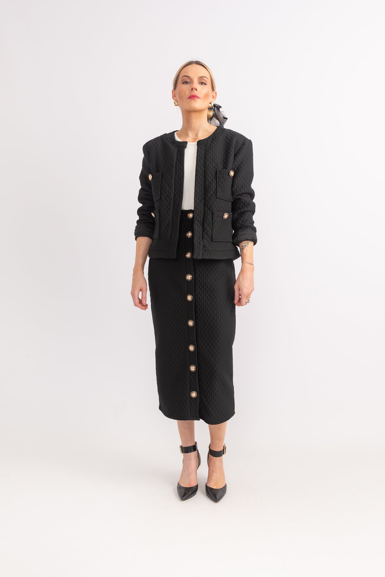 PARIS Button Through Straight Skirt