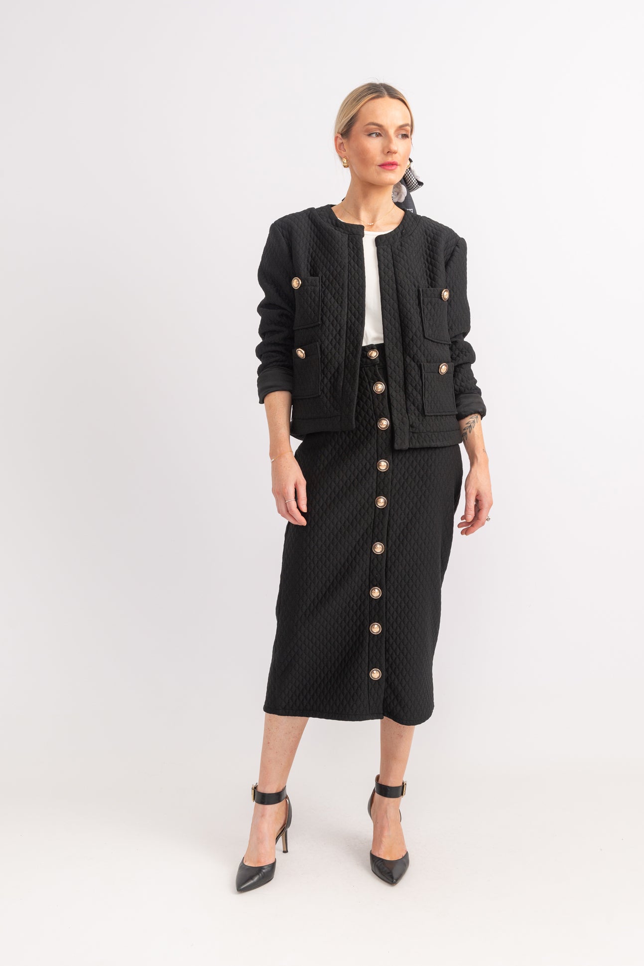 PARIS Button Through Straight Skirt