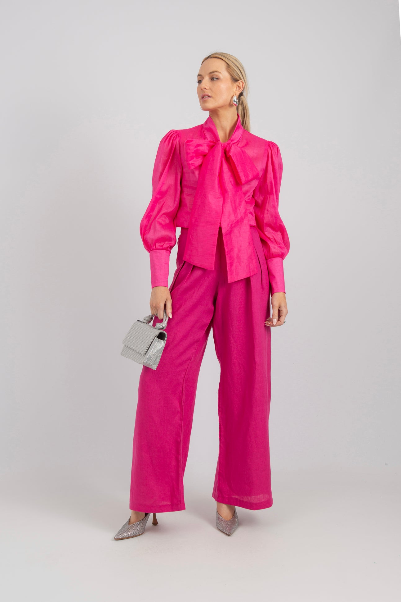 RIVERIA Jewel Pussy Bow Shirt