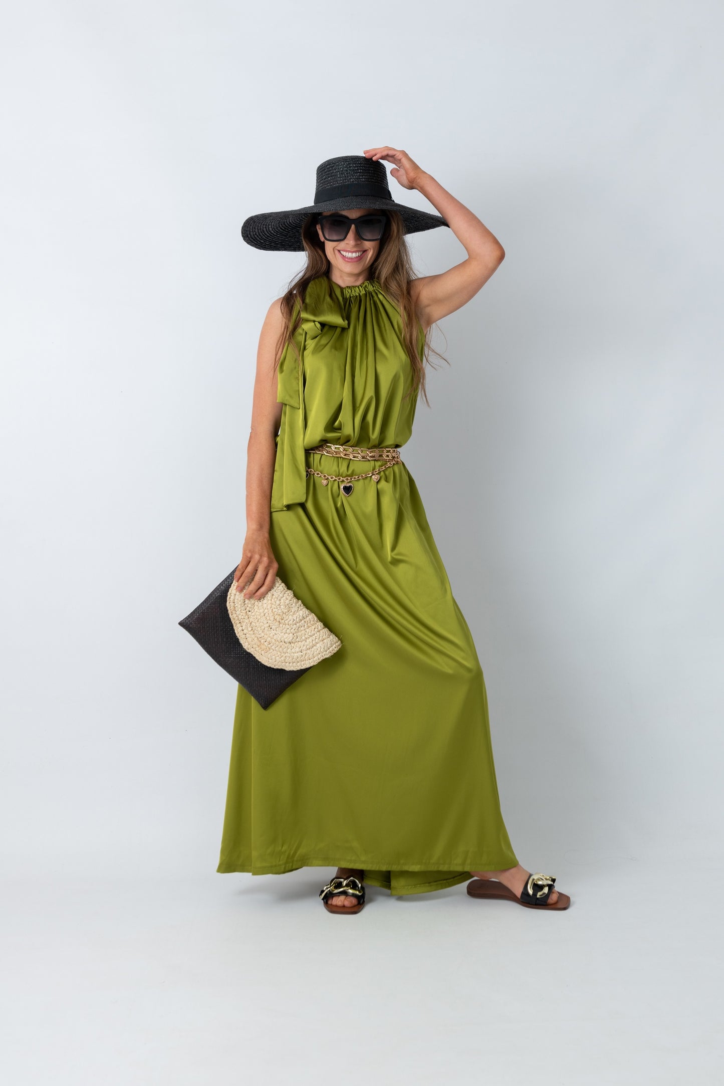 RIVERIA Satin Bow Dress