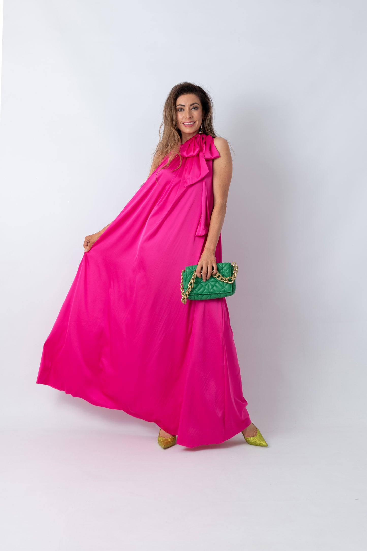 RIVERIA Satin Bow Dress